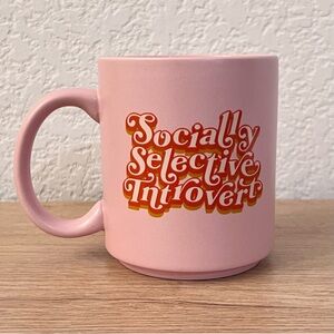 Pink Retro "Socially Selective Introvert" Stoneware Mug